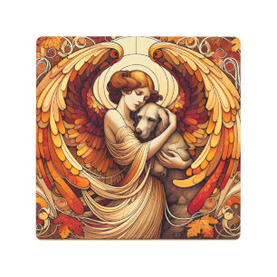 angel with dog metal print