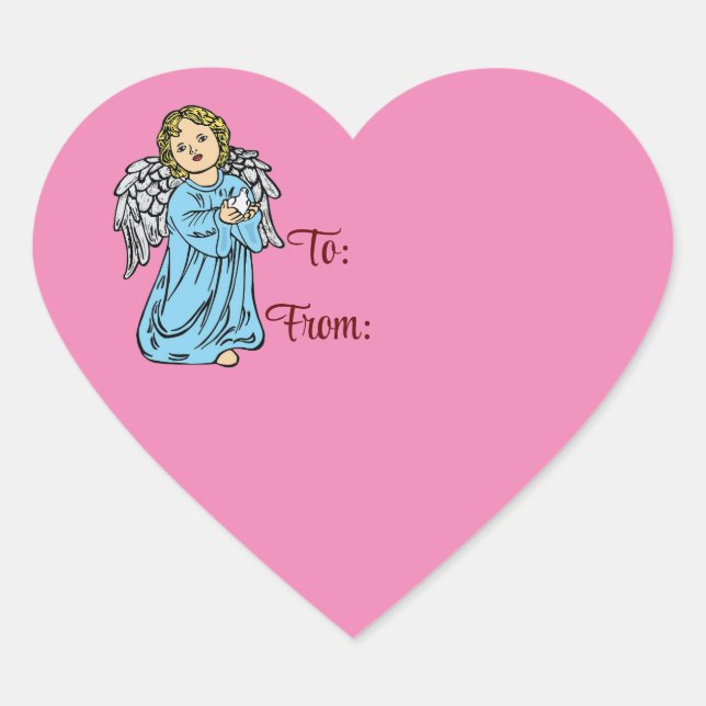 Angel With Dove To And From Sticker (Front)