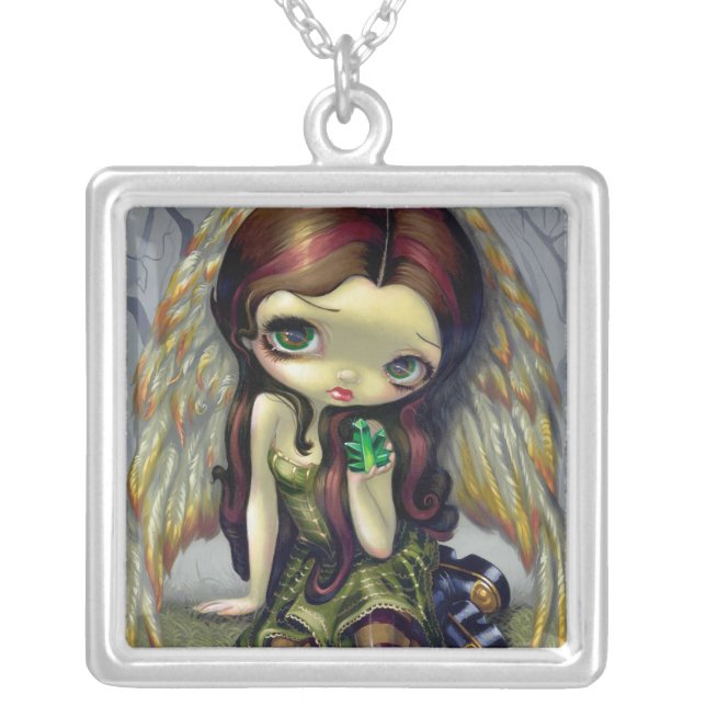 Angel with Emeralds NECKLACE big eyed fairy (Front)