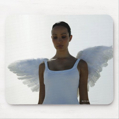 Angel with eyes closed mouse pad