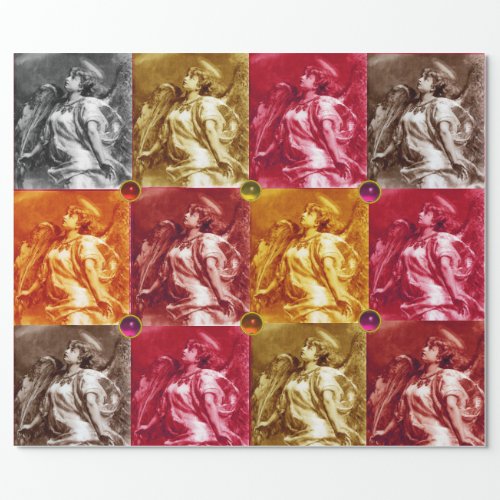 ANGEL WITH FEATHERCOLORFUL GEMSTONES Christmas Wrapping Paper
