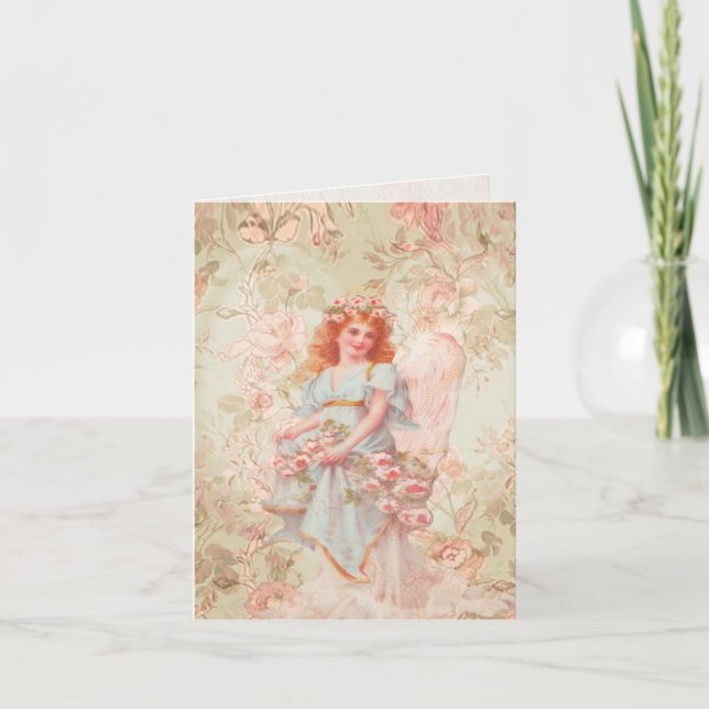 Angel with flowers card (Front)