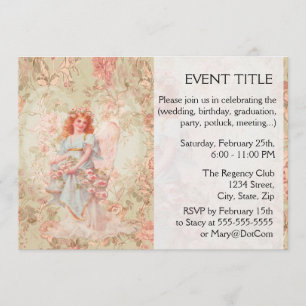 Angel with flowers invitation
