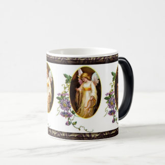 Angel With Harp And Clematis Flowers Color Morph Mug