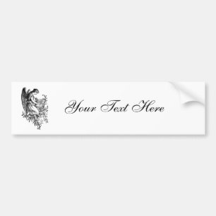 Angel With Harp And Flora Bumper Sticker