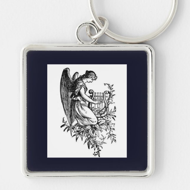 Angel With Harp And Flora Keychain (Front)