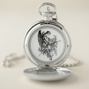 Angel With Harp And Flora Pocket Watch