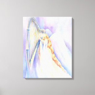 Angel With Harp Canvas Print