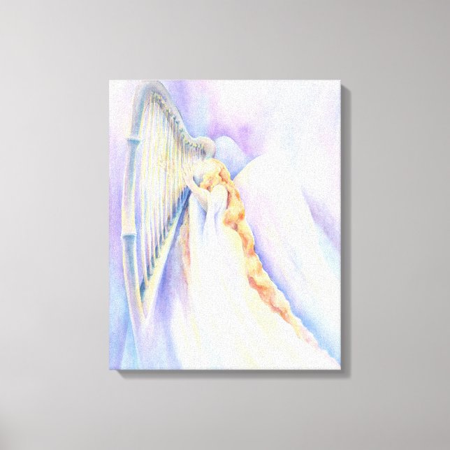 Angel With Harp Canvas Print (Front)