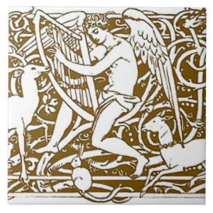 Angel with Harp Ceramic Tile