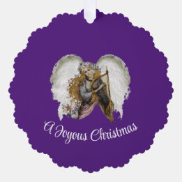 Angel With Harp Paper Ornament Card