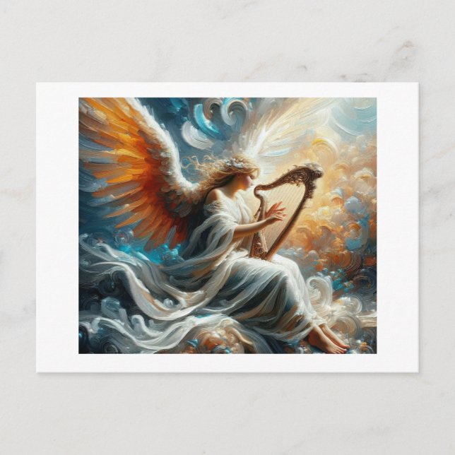 Angel with Harp,  Postcard (Front)