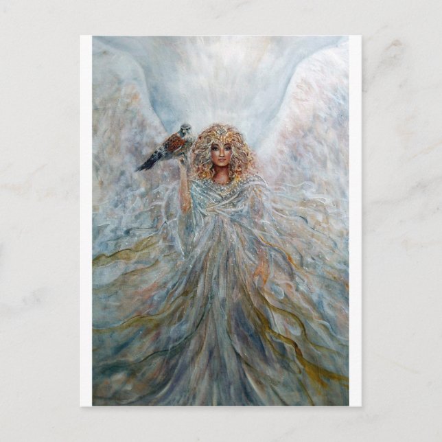 Angel with hawk for good fortune postcard (Front)