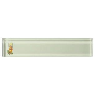 Angel With Holly And Mandolin Desk Name Plate