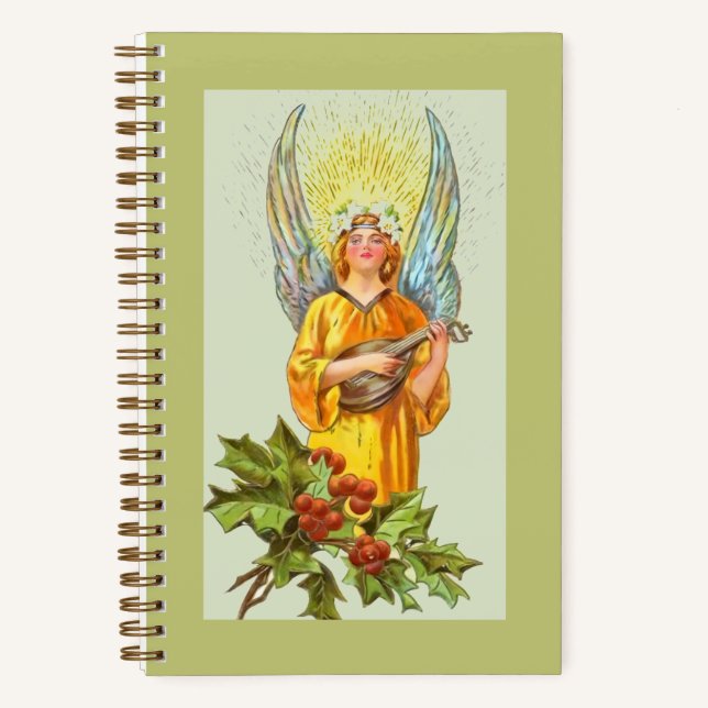Angel With Holly And Mandolin  Notebook (Front)