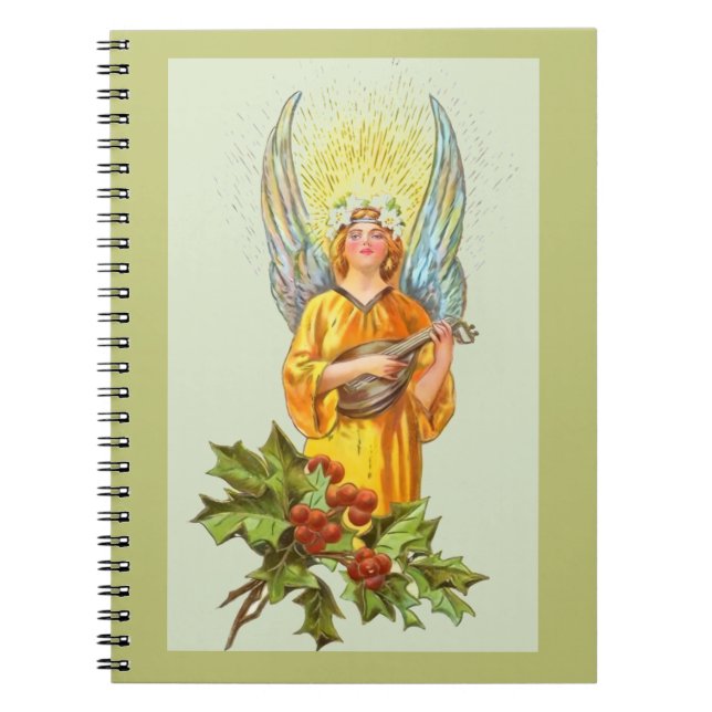 Angel With Holly And Mandolin  Notebook (Front)