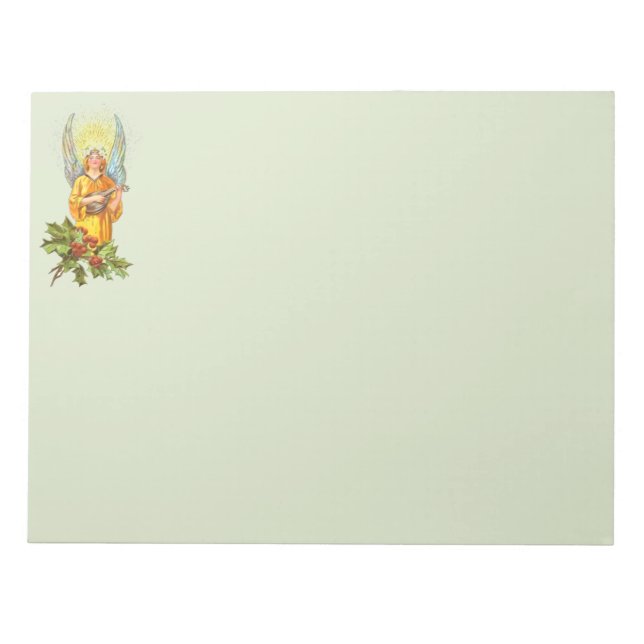Angel With Holly And Mandolin  Notepad (Front)