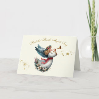 Angel with Horn Christmas Card