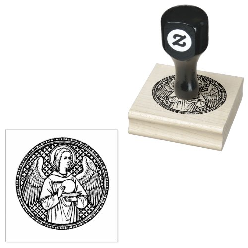 Angel with Host Religious First Communion Rubber Stamp