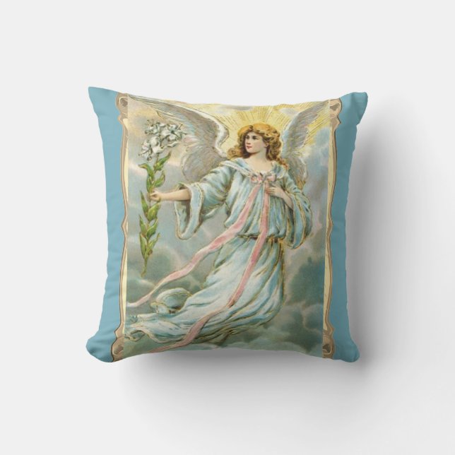 Angel With Lilies Throw Pillow (Front)