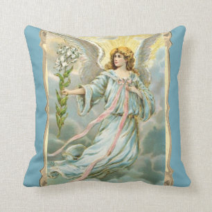 Angel With Lilies Throw Pillow