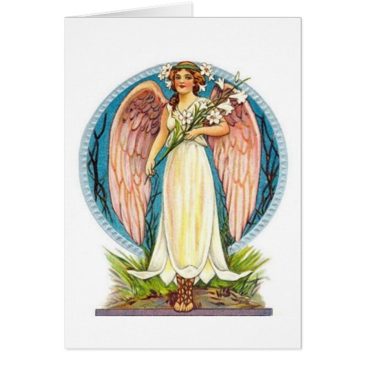 Angel With Lilly Flowers Cards (Front)