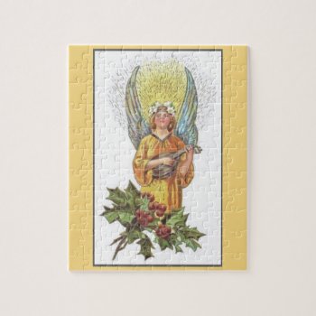 Angel With Mandolin Jigsaw Puzzle by justcrosses at Zazzle