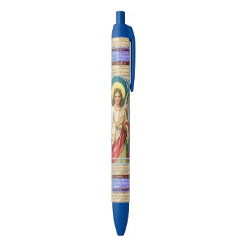 Angel With Pink Ribbon Black Ink Pen by justcrosses at Zazzle