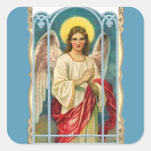 Angel With Pink Ribbon Square Sticker