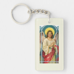 Angel With Pink Ribbon Triptych Keychain