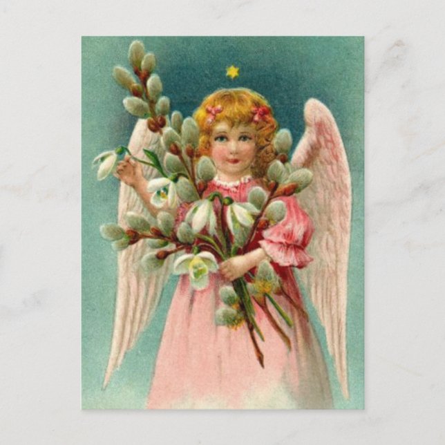 Angel With Pretty Pink Dress Postcard (Front)