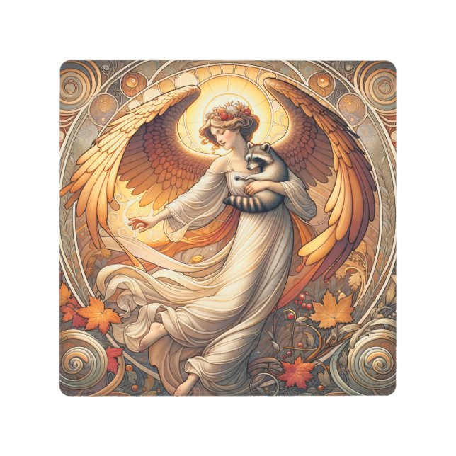 Angel with Racoon Metal Print (Front)
