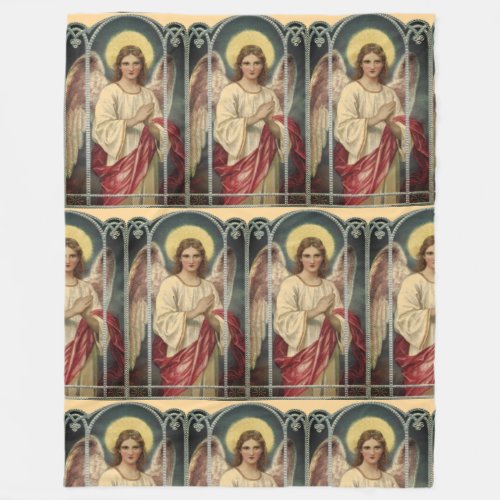 Angel With Red Ribbon Fleece Blanket