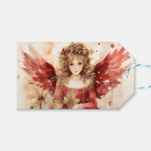 Angel with Red Wings Christmas Gift Tags