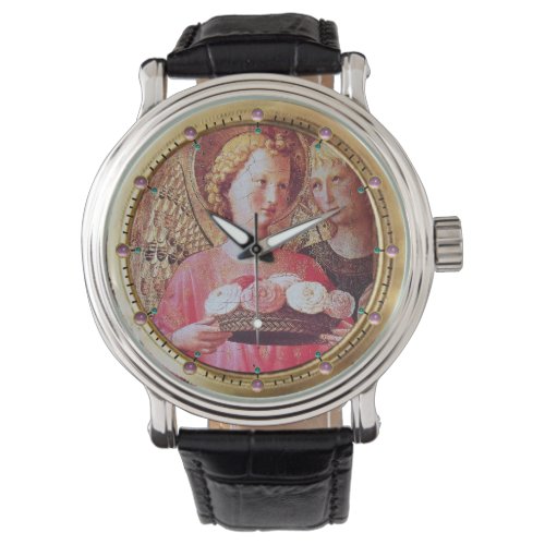 ANGEL WITH ROSES AND ARCHANGEL GABRIEL  Pink Gems Watch