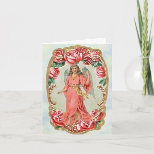 Angel With Roses Birthday Card
