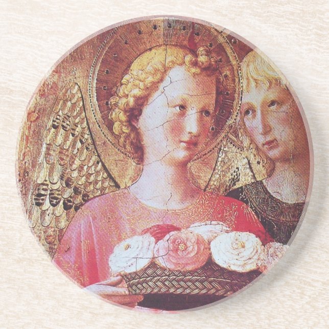ANGEL WITH ROSES DRINK COASTER (Front)