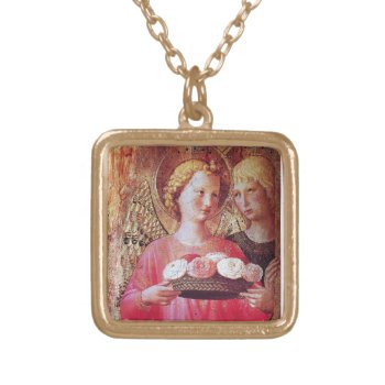 Angel With Roses Gold Plated Necklace by bulgan_lumini at Zazzle