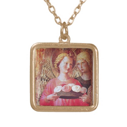 ANGEL WITH ROSES GOLD PLATED NECKLACE