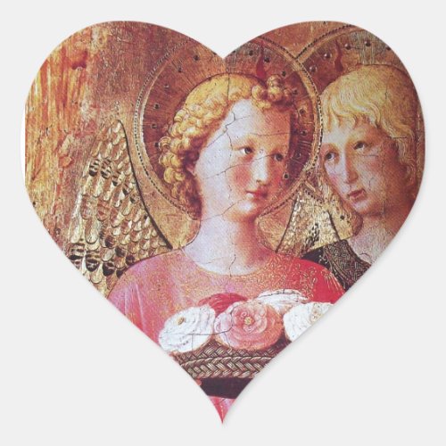 ANGEL WITH ROSES HEART STICKER