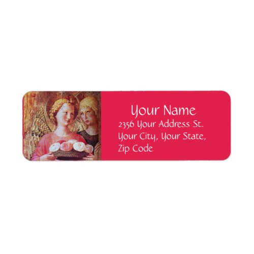 ANGEL WITH ROSES IN PINK Christmas Label