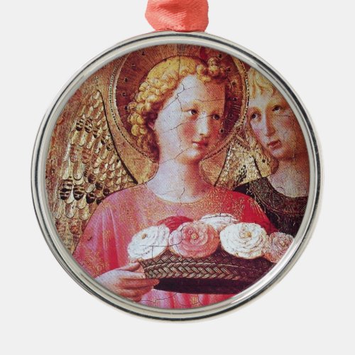 ANGEL WITH ROSES METAL ORNAMENT
