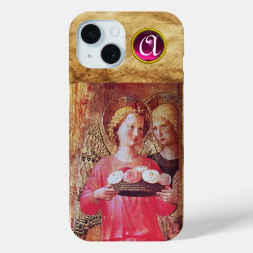 ANGEL WITH ROSES MONOGRAM iPhone 15 CASE