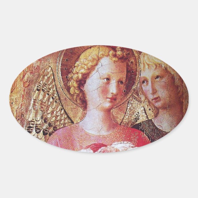 ANGEL WITH ROSES OVAL STICKER (Front)