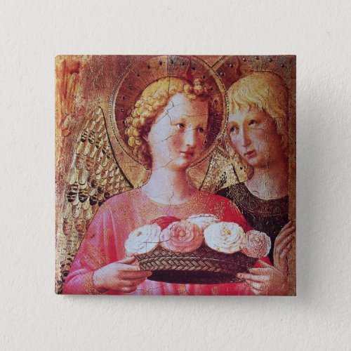 ANGEL WITH ROSES PINBACK BUTTON