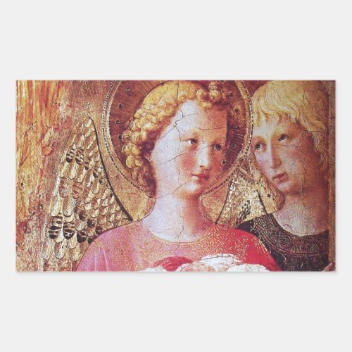 ANGEL WITH ROSES RECTANGULAR STICKER