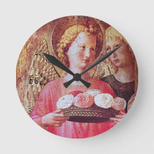 ANGEL WITH ROSES ROUND CLOCK