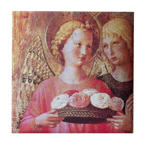 ANGEL WITH ROSES TILE