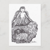 Angel with Sheep and Lion Postcard