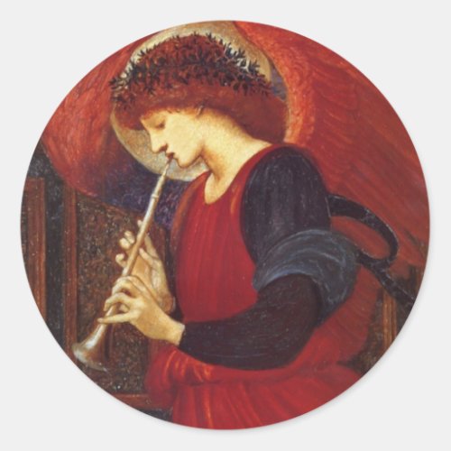 Angel with Trumpet Burne Jones Classic Round Sticker